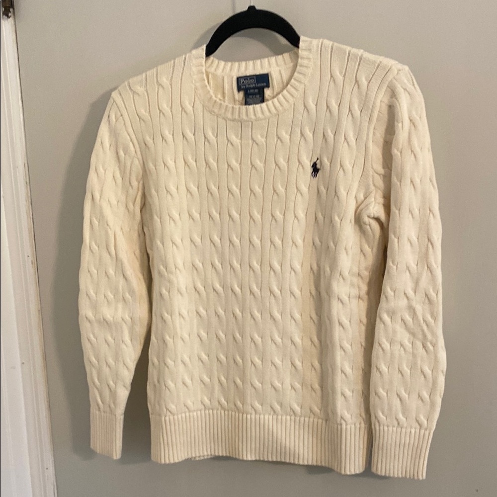 Polo by Ralph Lauren Cream Crewneck Cable Knit Sweater